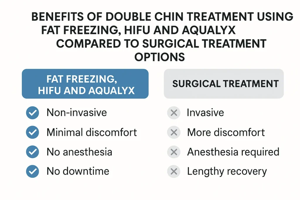 Graphic about the benefits of double chin treatment Hemel Hempstead - from LA LIPO