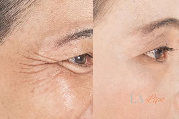 Before and after results of woman - HI-fu wrinkles reduction treatment Hemel Hempstead