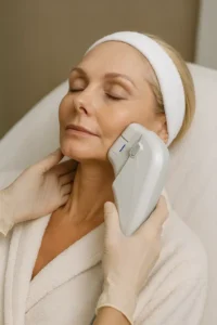 Woman receiving HIFU non surgical facelift treatment Hemel Hempstead