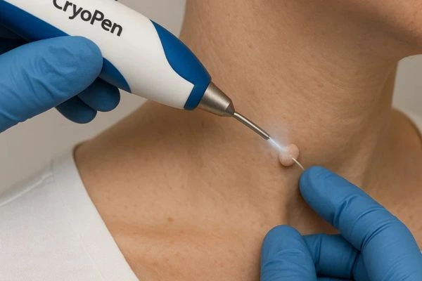 Person receiving Cryotherapy skin tag removal Hemel Hempstead