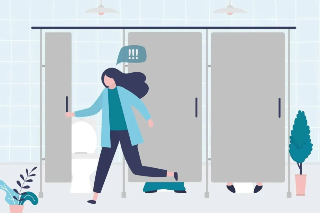 graphic of Urine incontinence Hemel Hempstead woman running to the toilet.